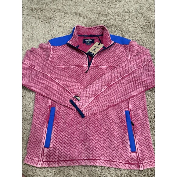 chubbies Other - Chubbies The Let Me Pink Blue 1/4 Zip Quilted Jacket Fleece Sweater Men’s M Nwt